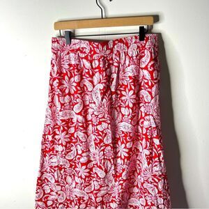 LOFT Red and White paisley floral Cotton Modal Blend Skirt size Medium